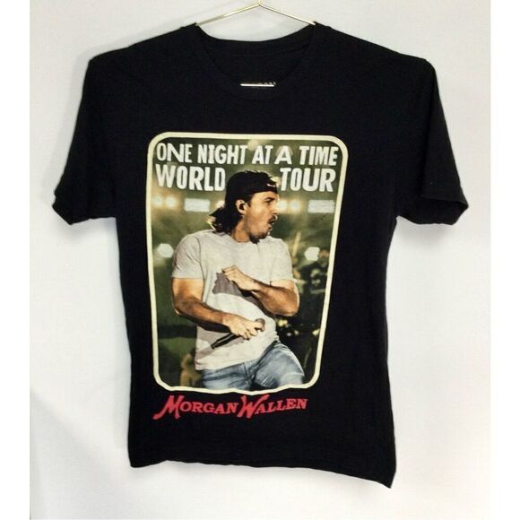 Morgan Wallen Mens Black One Night At A Time World Tour 2023 Graphic Tee Small - Picture 1 of 8